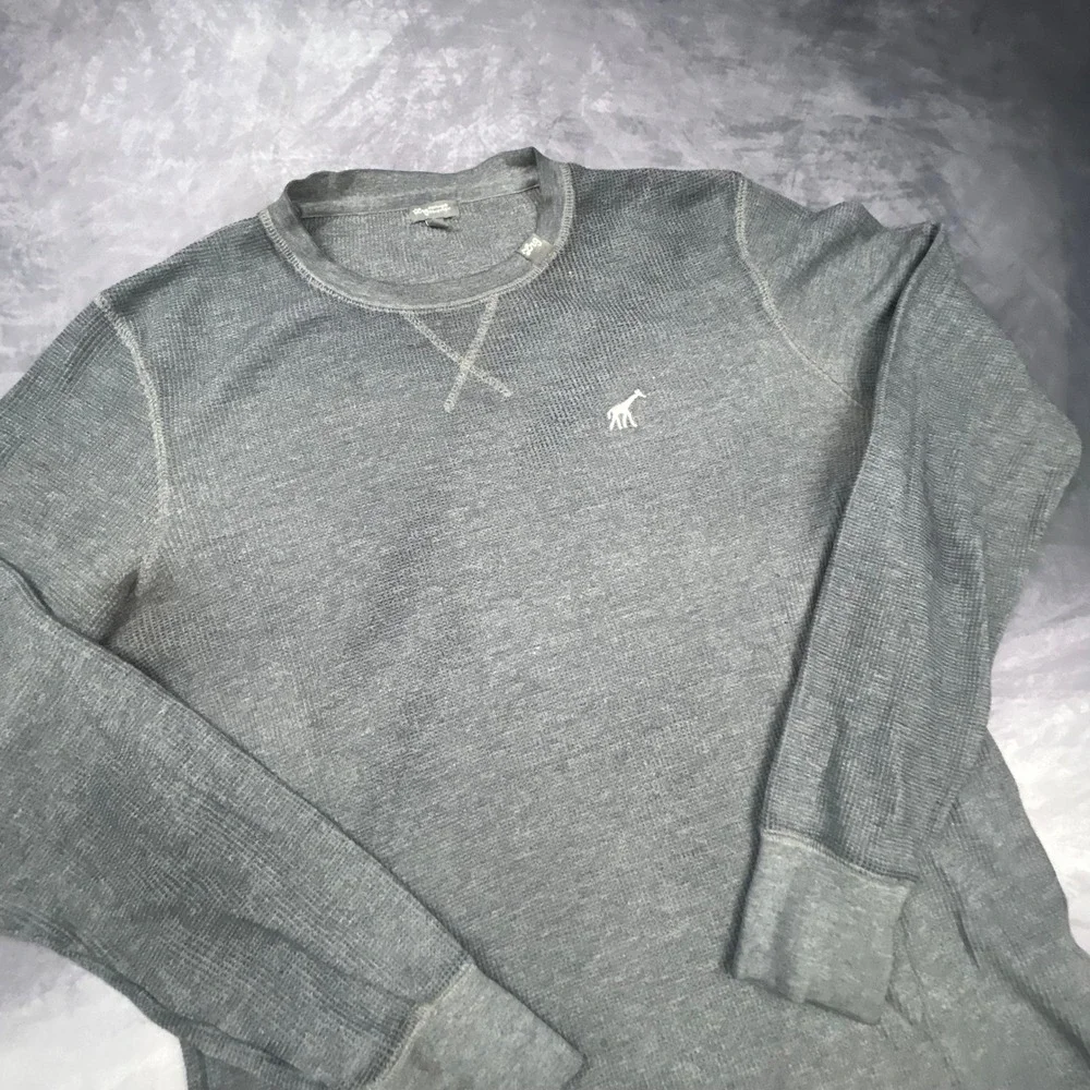 LRG Lifted Research Group Grey Thermal Waffle Knit Long Sleeve Shirt Mens Medium